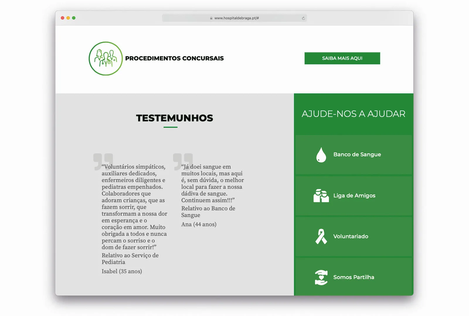 Website Hospital de Braga