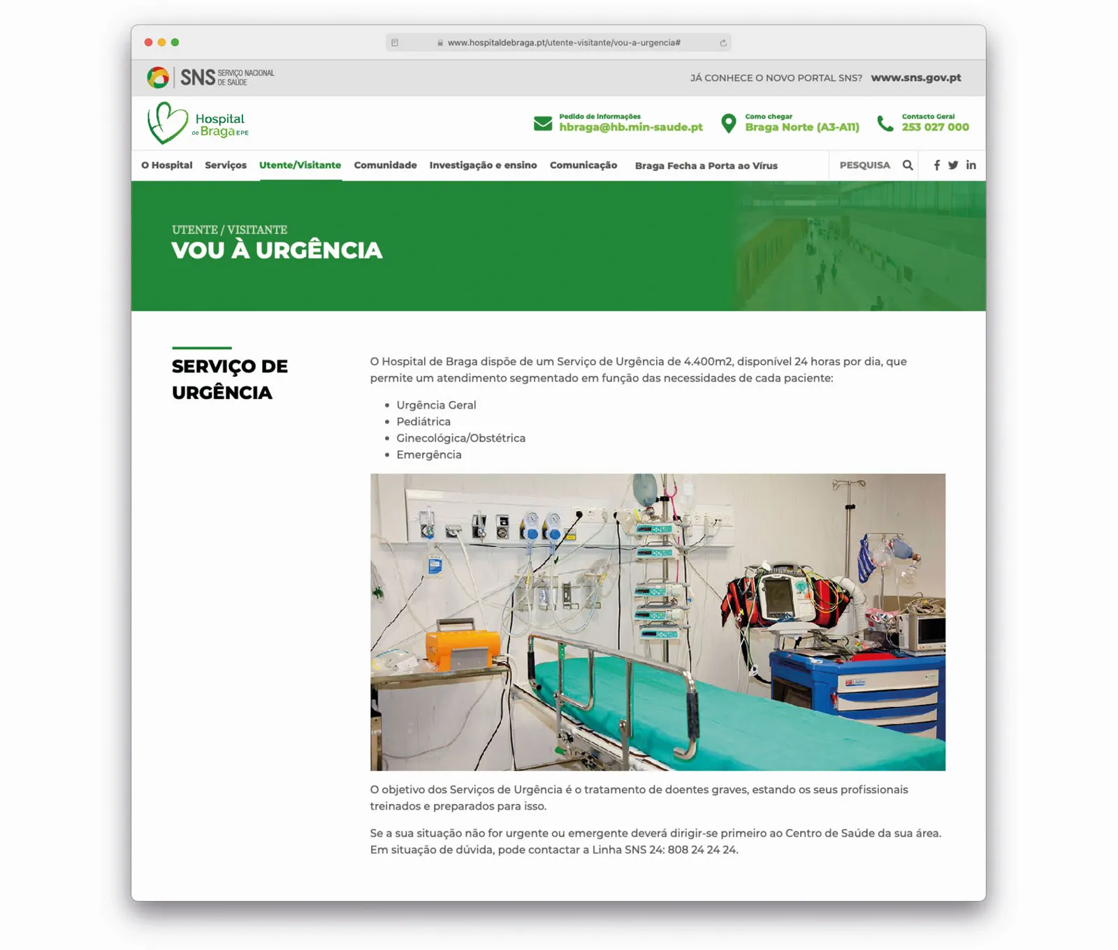 Website Hospital de Braga